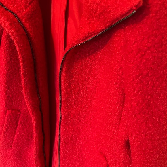 Ann Taylor Loft Boucle Funnel Neck Red Winter Coat Large - Picture 3 of 10